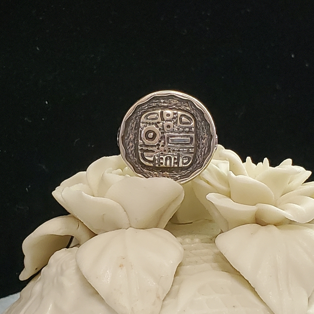 Silpada Aztec Mosaic Oxidized Sterling Silver Ring Approx.  Size 7 - Picture 7 of 15